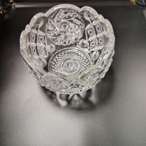 Small Cut Glass Bowl - Clear Pressed Glass